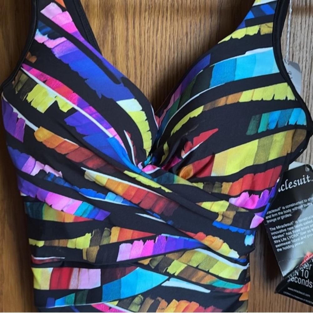 NWT Miraclesuit Colorful Striped Swimsuit - Picture 2 of 8